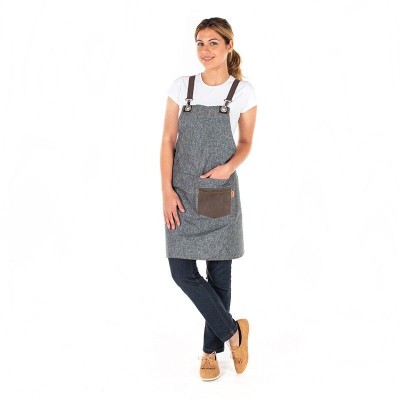 Delantal elegante para restaurantes de Arpillera con peto Gris