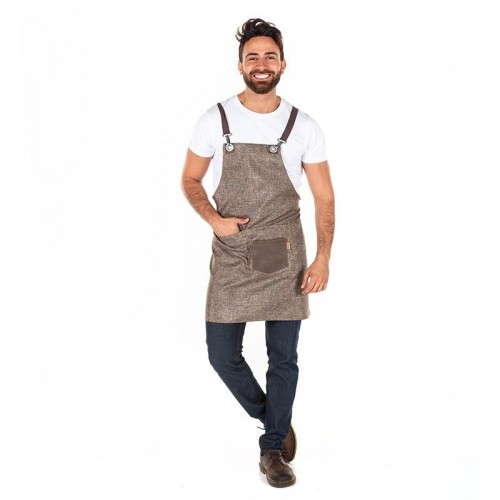 Delantal elegante para restaurantes de Arpillera con peto Marrón