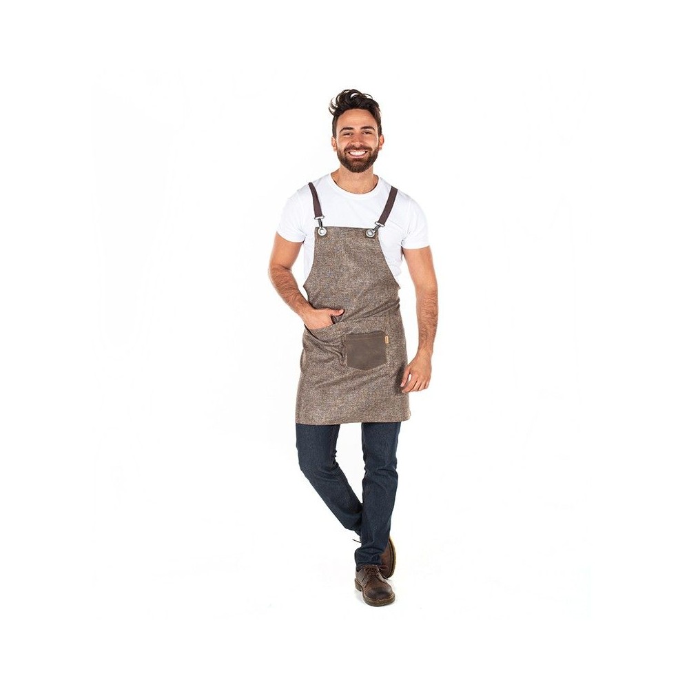 Delantal elegante para restaurantes de Arpillera con peto Marrón