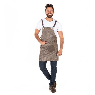Delantal elegante para restaurantes de Arpillera con peto Marrón