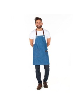 Delantal con peto Vaquero y piel 