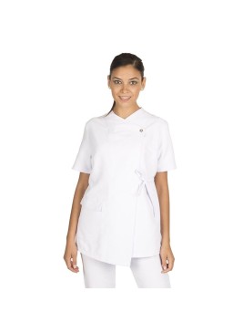Blusa sanitaria semiajustada de microfibra Garys 653100 Blanca