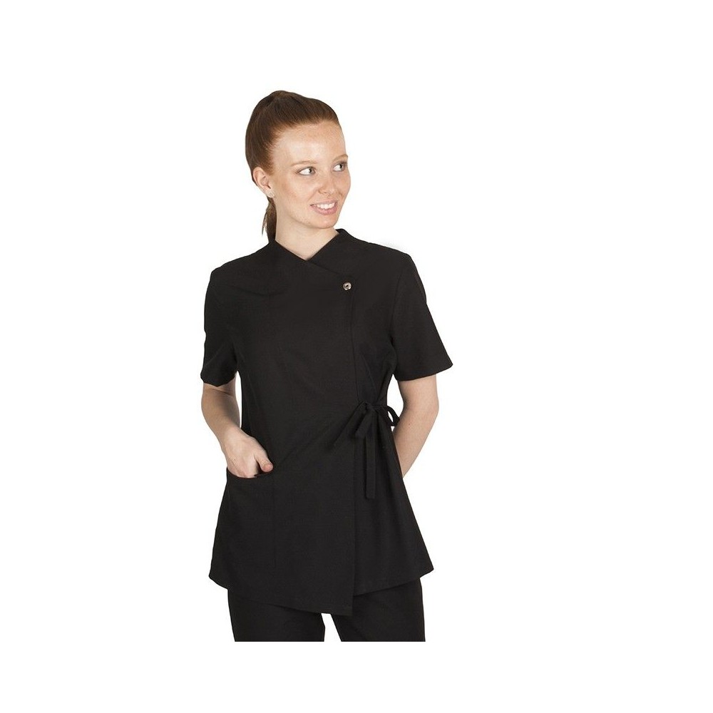 Blusa sanitaria semiajustada de microfibra Garys 653100 Negra