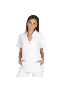 Blusa larga semientallada de microfibra con pinzas